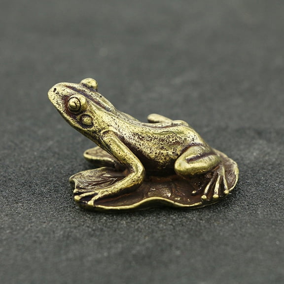 Masteelf Antique Frog Statue Frog-shape Tea Pet Brass Crafts Desktop Frog Ornament Mini Frog Statue