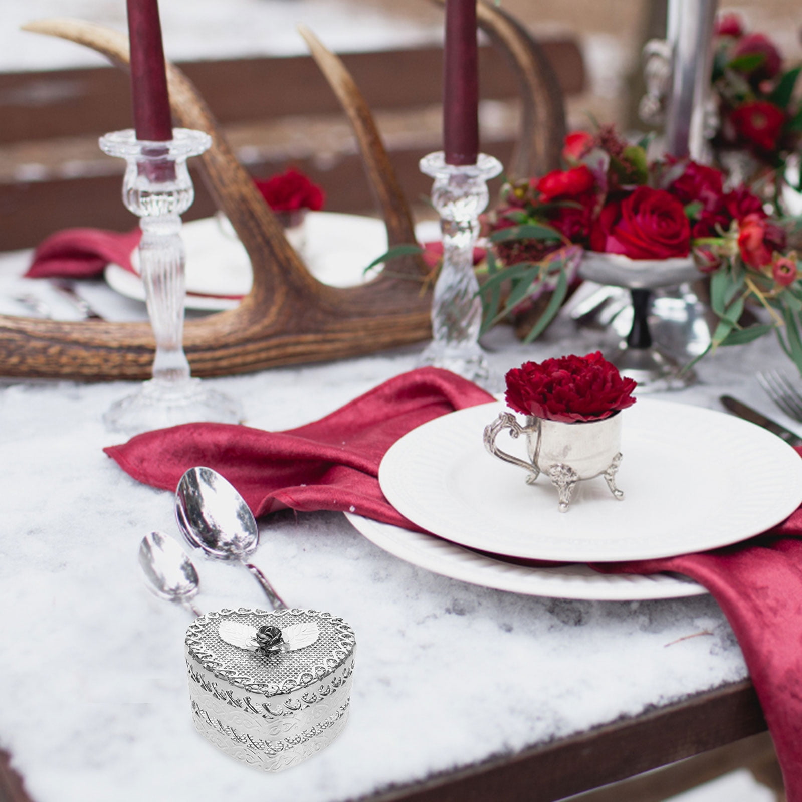 Masteelf Antique Heart Jewelry Box Metal Keepsake Box for Rings ...