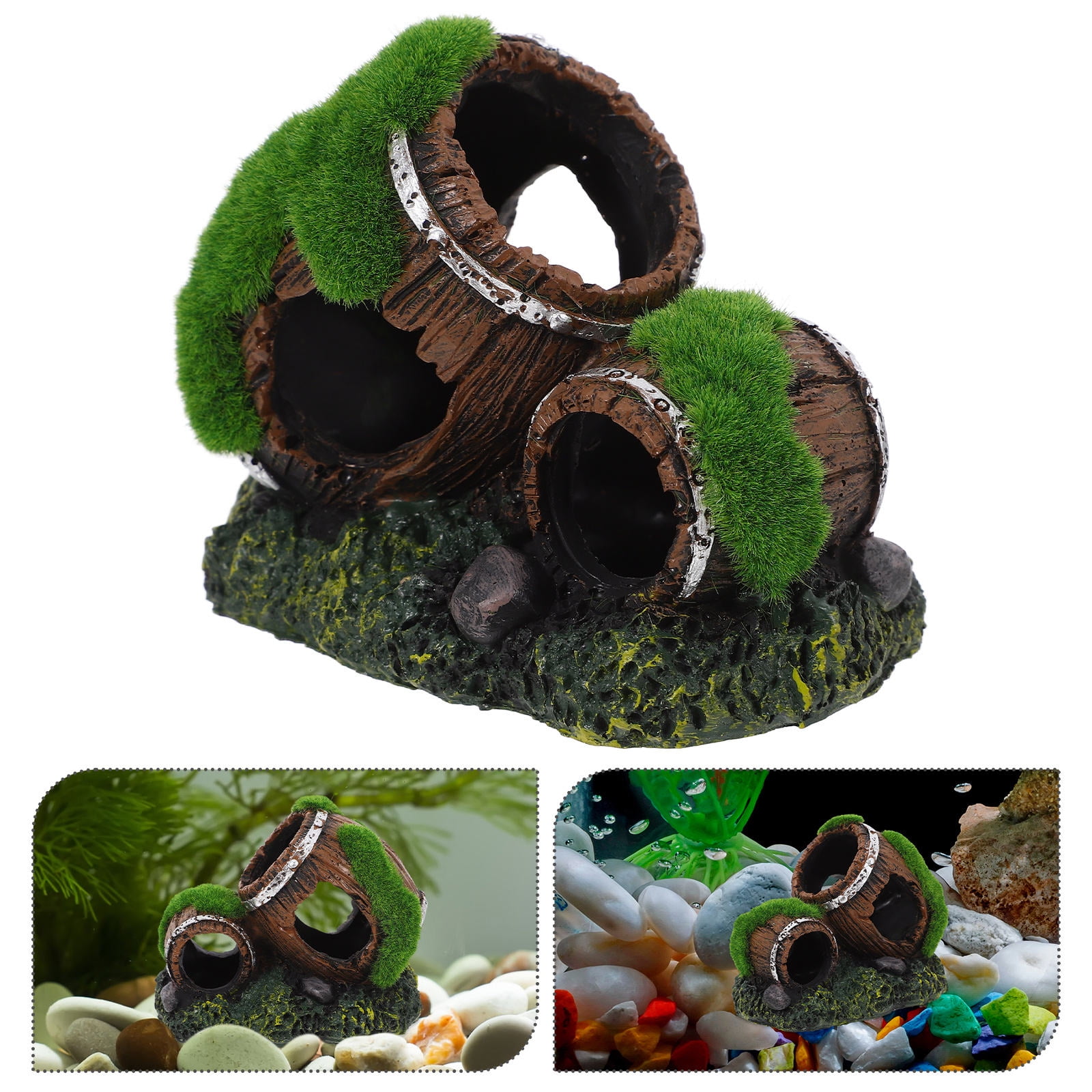 Aquarium Fish Tank Resin Ornament Deco Mountain View Cave Stone Tree  Pavilion