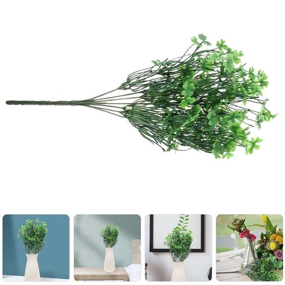 HEATSHAKING 5Pcs Green Artificial Four Leaf Clover Stems No Fade Faux Lucky Grass Decorative for Weddings