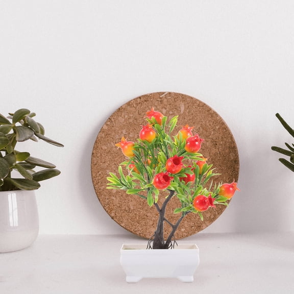 Masteelf Artificial Pomegranate Bonsai Tree with Pot, Fake Fruit Plant for Home Decor, Table Centerpiece, Desktop Photo Prop