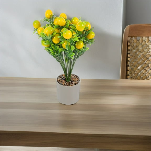 Masteelf Artificial Lemon Plant In Pot Realistic Citrus Faux Plastic Fruit Tree Bonsai For Office Living Room Table Desk Home Decor Kitchen Bathroom Bedroom Party Decorations