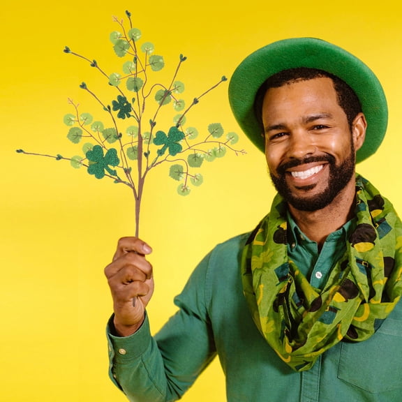 Masteelf Artificial Plants Decor Lifelike Fake Leaf Stem Greenery St Patrick's Day Accent
