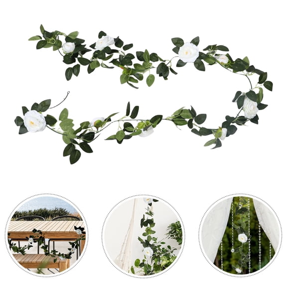 Masteelf Artificial Rose Vine Hanging Plants Silk Flower Garland Faux Vines for Indoor Ceiling, Wedding Arch, Home & Party Decoration