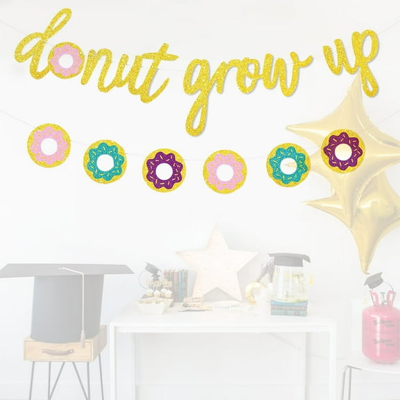 Masteelf Assorted Color Donut Grow Up Letters Banner for Birthday Party Decoration and Wedding Decor Paper 70 x 5 Inches