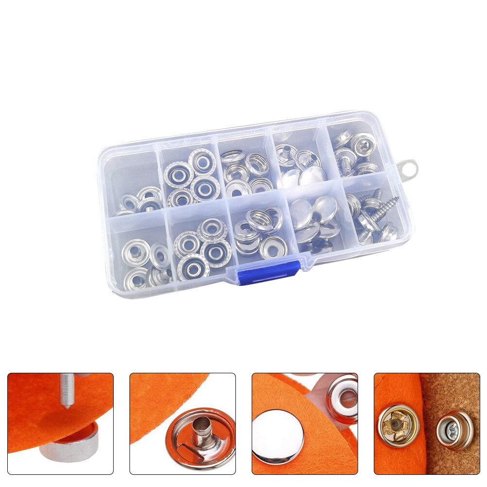 Masteelf Assorted Stainless Steel Screws Snap Fasteners for Repairing Buckles and Tent Supplies 15mm