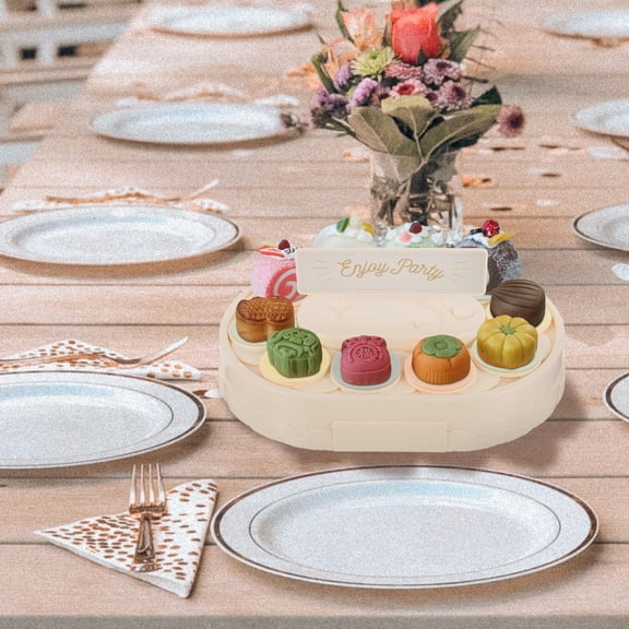 Masteelf Automatic Rotating Sushi Display Stand for Decor Assorted Color Plastic Cake and Dessert Stand 11.8 Inch