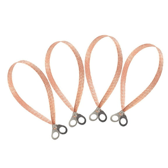 Masteelf Automotive Ground Straps Kit with Copper Straps for Car Use Brown 4Pcs