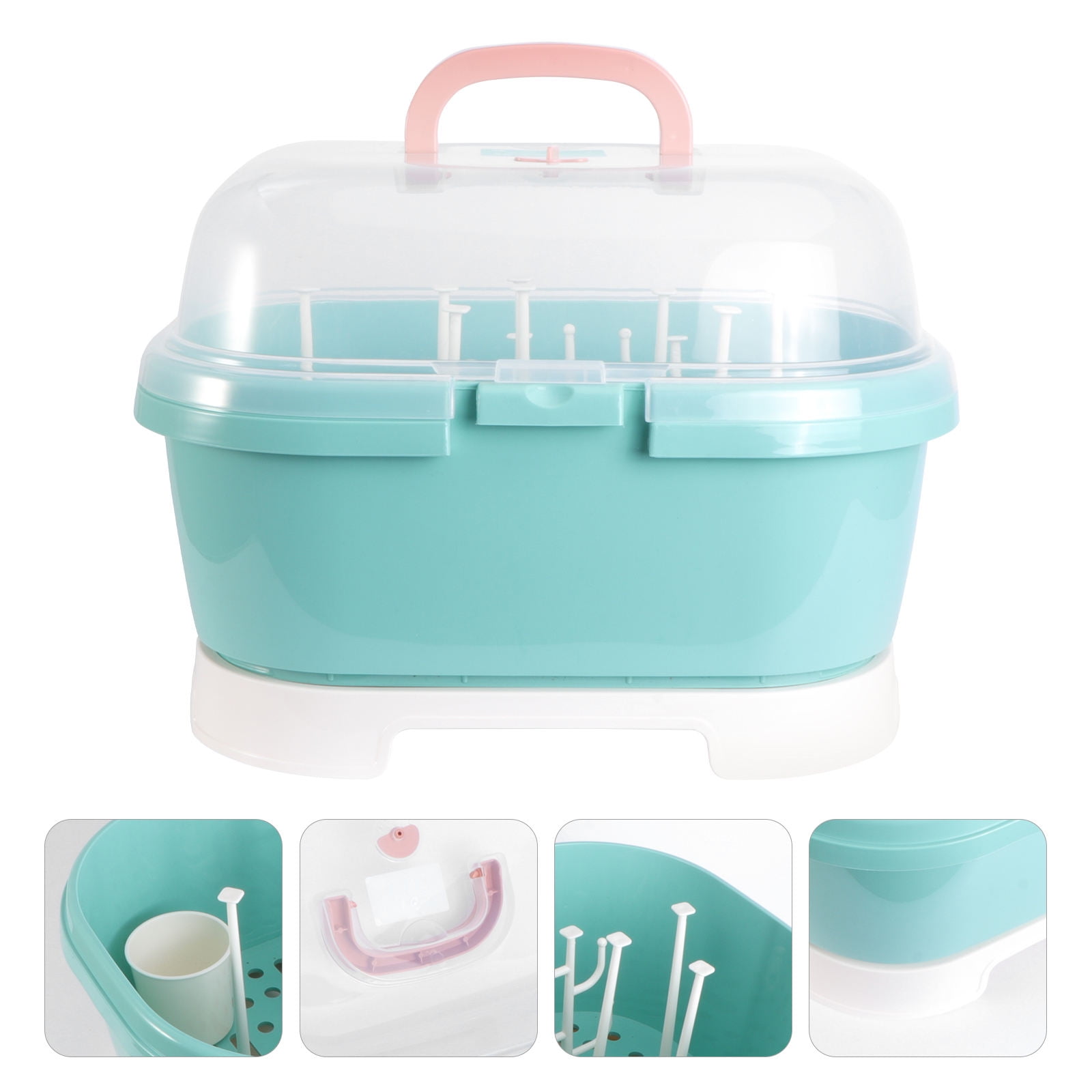 Masteelf Baby Bottle Storage Box with Cover for Home and Outdoor Use Made of PP Material Green 7.8x5.9x11.8 Inches