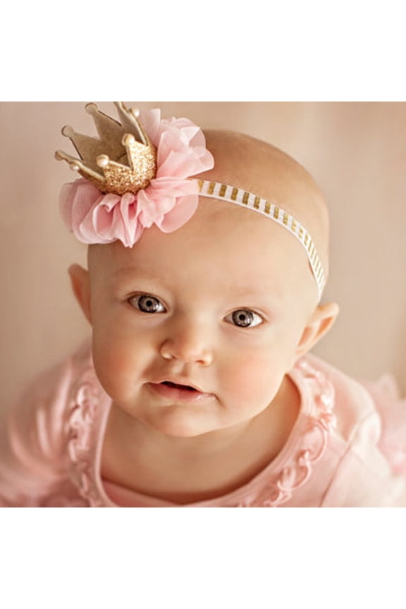 Baby Girl Birthday Sparkly Elastic Crown Headband Tiara Hair Accessories