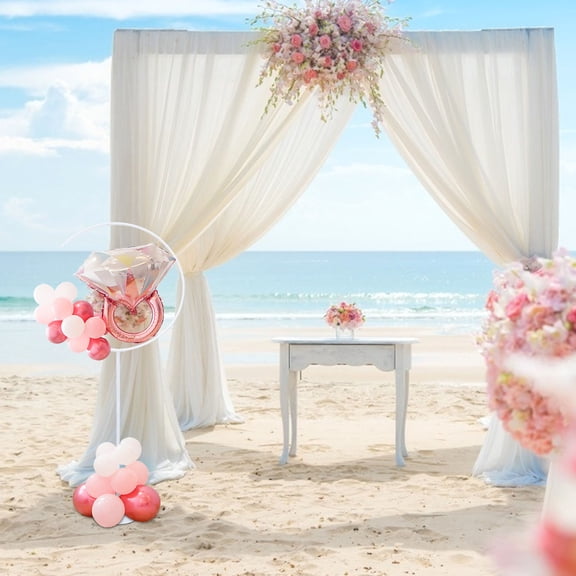 Masteelf White PVC Balloon Stand with Stable Base for Party Decorations, Weddings, Events - 1 Set