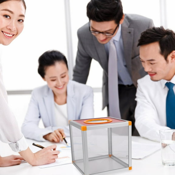 Masteelf Ballot Box Clear Suggestion Box Transparent Raffle Box Fundraising Container Secure Voting Tip Jar Donation Collection Box for Business Meeting Fundraising Supplies 20cm