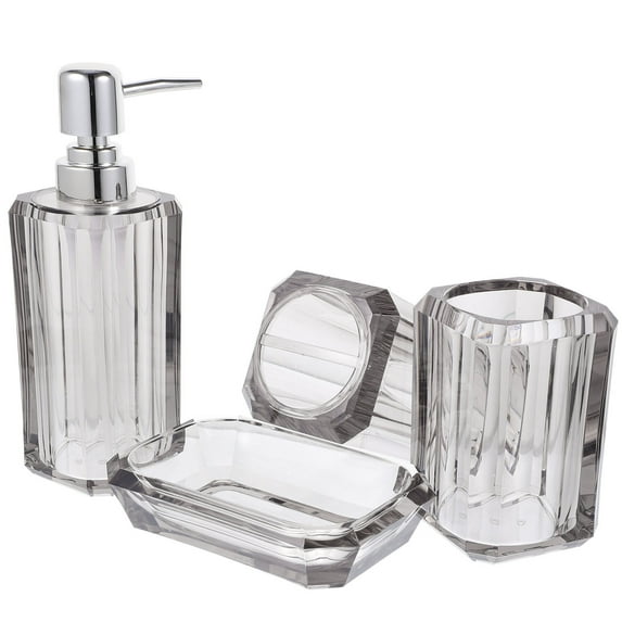 IDEANATEGRATE Lotion Dispenser for Bathroom Soap Dish Grey 1 Set