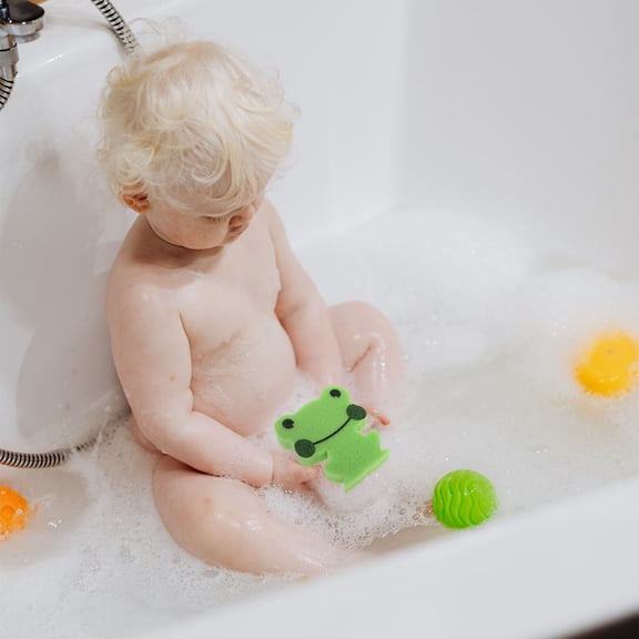 Masteelf Frog Shaped Bath Sponge for Kids, Body Scrubber and Skin Cleaning Sponge, Comfortable Baby Shower Bath Sponge