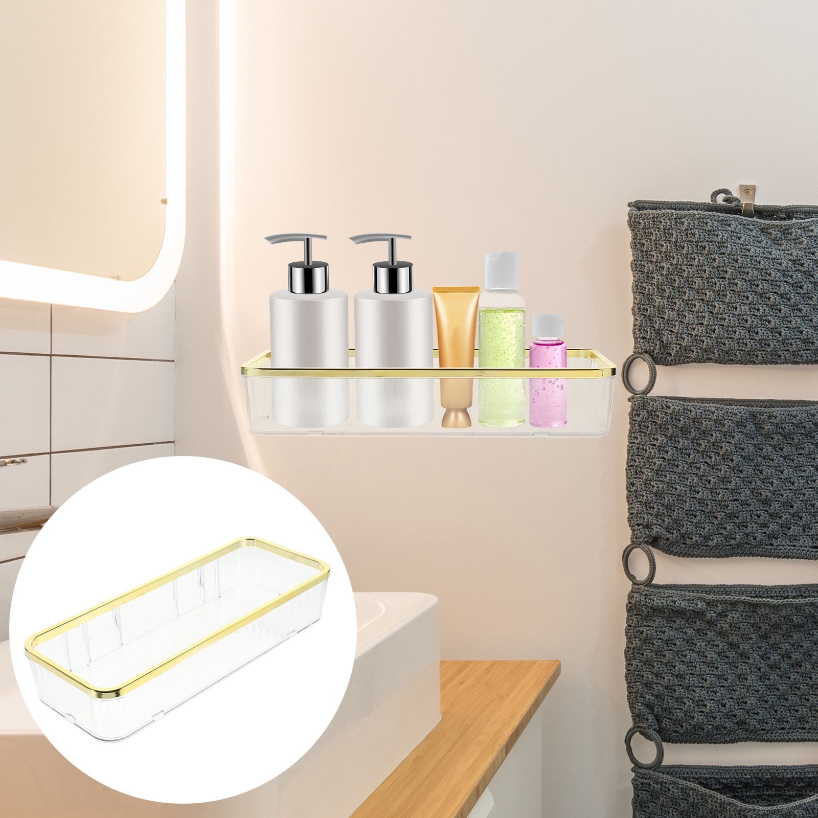 Masteelf Bathroom Organizer Wall Shelves for Adhesive Shelf over ...