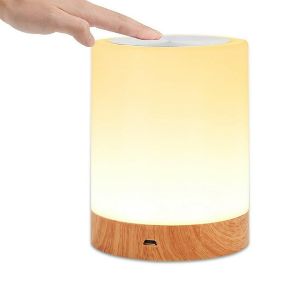 Masteelf Battery Powered Night Light Wood Grain Night Light LED Night Light White