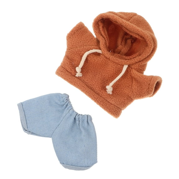 Masteelf 20cm Plush Bear Doll Clothes Set with Hoodie and Jeans Cute Kawaii Outfit for DIY Bear Dress Up Accessories