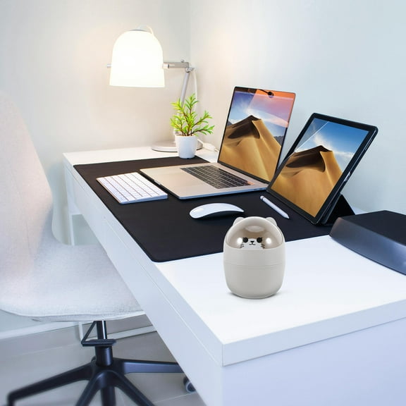 Masteelf Bear Shaped Countertop Wastebasket Kawaii Desk Trash Can Garbage Bin Portable Tabletop Dustbin With Lid For Home Office Kitchen Kids Room