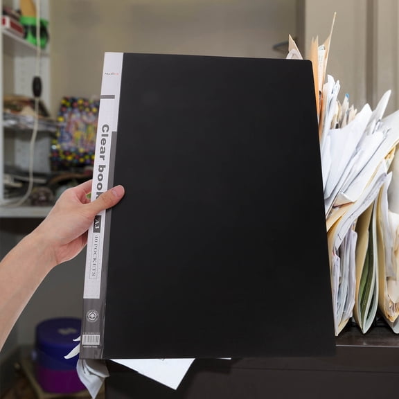 Masteelf Binder With Plastic Sleeves Presentation Book Portfolio Folder With Clear Sheet Protector File Folder Display Book Presentation Project Folder (A3)