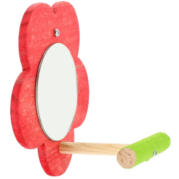 Masteelf Bird Mirror with Perch Parrot Parakeet Mirror with Stand Bird Cage Creative Shaped Mirror Decor