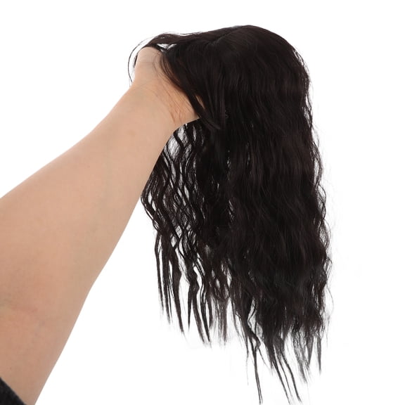 Masteelf Black Human Hair Wigs Women Hair Wig With Wavy Texture Hair Topper with Bangs for Thinning Hair For Bald Spots Daily Wear