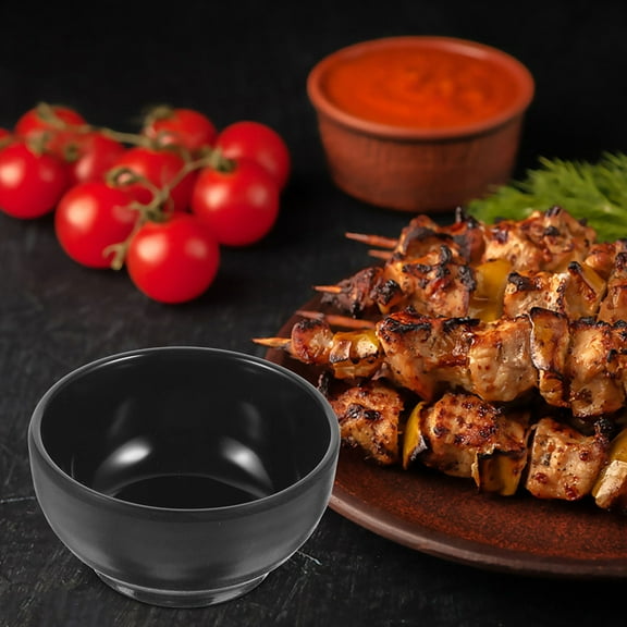 Masteelf Black Melamine Sauce Dishes for Storage Easy to Clean and Store 3 Pieces 4.3 Inches