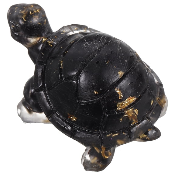 Masteelf Black Resin Turtle Figurine for Decor Excellent Craftsmanship Safe Material Flat Bottom Design 7 5 inches