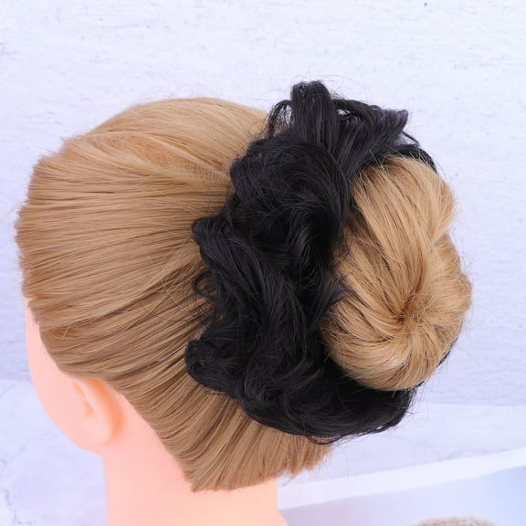 Masteelf Black Scrunchie Hair Ring for Decor High Temperature Fiber Ideal for Adding Volume to Bun or Ponytail 13 Inches
