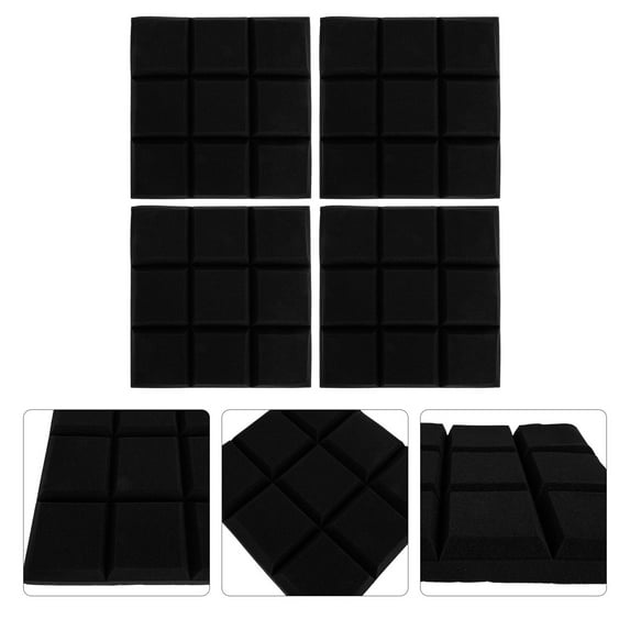 Masteelf Black Sound-absorbing Cotton Panels for Home 4 Pieces Sponge Wall Insulation Materials