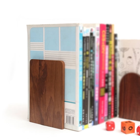 Masteelf Black Walnut Bookends Book Supports Rack Organizer Stand for Office and School Head