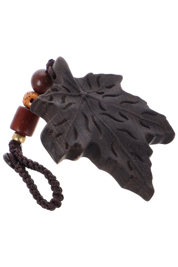 Black Wooden Maple Leaf Phone Charm Keychain Exquisite Craftsmanship Multifunctional Design 3.5 Inch