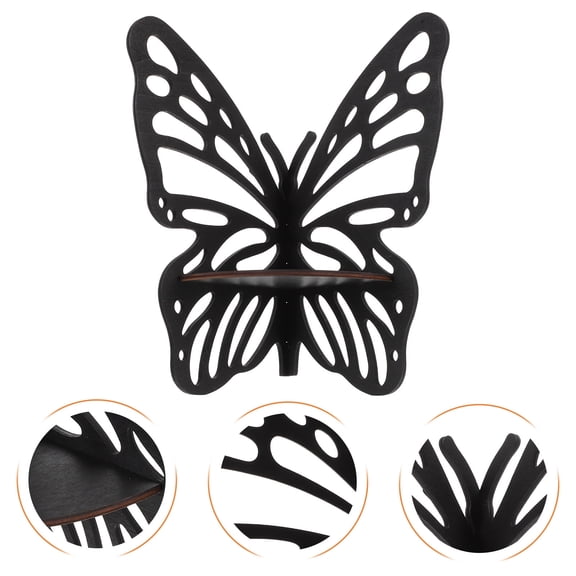 Masteelf Black Wooden Wall Crystal Display Shelf for Showcasing Decor Items and Organizing Treasures 30.0 inches