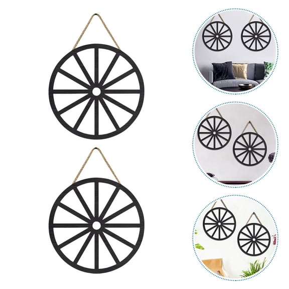 IDEANATEGRATE Wall Decor Black 2Pcs 11.8X11.8X0.2In Wood