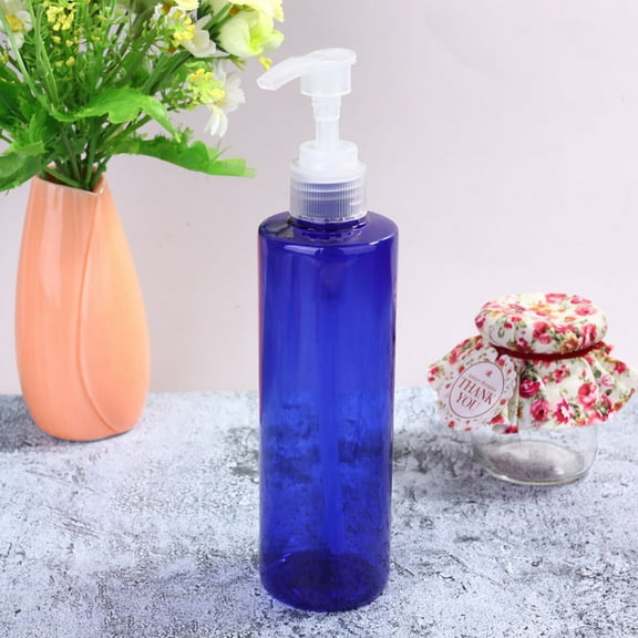 Masteelf Blue Plastic Shampoo Bottle with Pump for Storage Durable Lightweight Reusable 250ml