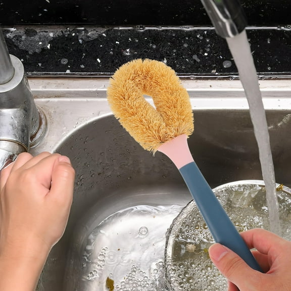 Masteelf Synthetic Scrub Brush with Ergonomic Handle for Kitchen Cleaning, Powerful Non-Scratch Bristles, 1 Piece