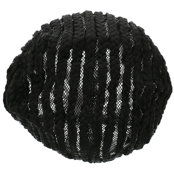 Masteelf 1PC Easy Sew Black Cornrow Braids Crochet Wig Cap Elastic Dome Net for Braiding Wigs   Size L