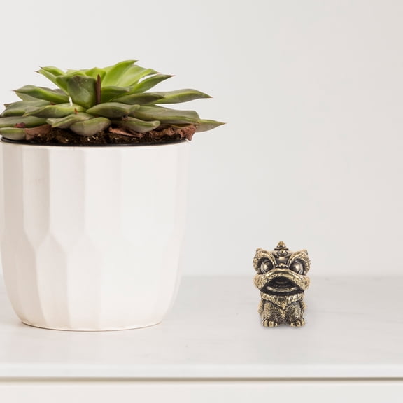 Masteelf Brass Lion Figurine Vintage Chinese Lion Statue Retro Animal Paperweight Miniature Desktop Decoration Artistic Ornament Collectible Figures For Office And Home Decor