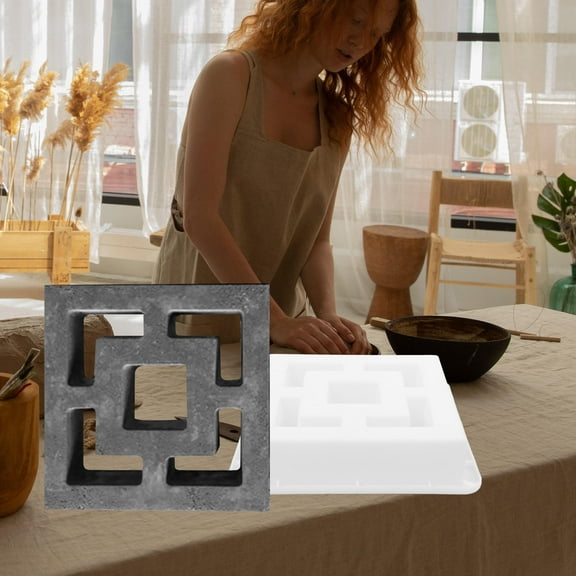 Masteelf Brick Mold Concrete Mold: Concrete Stepping Stone Mold Ventilation Window Concrete Mold - Geometry Lattice Plastic Cement Mold For Window