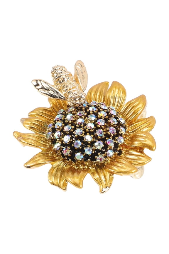 Sunflower Rhinestone Brooch, Colorful Alloy Jewelry Pin Accessory for Womens Fashion and Outfit Decoration