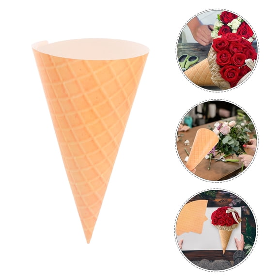 SWETRACE Flower Packaging Paper Cones Brown 10Pcs