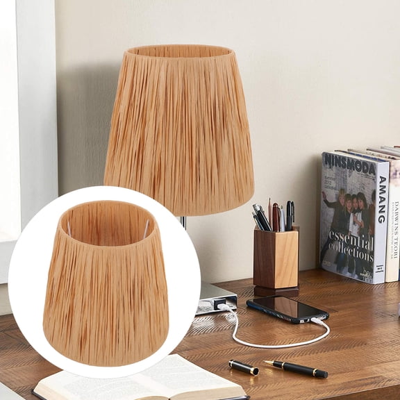 Masteelf Brown Paper and Metal Lampshade for Home Use Durable and Sturdy Replacement Table Floor Desk Lamp Shade 6.7 Inches