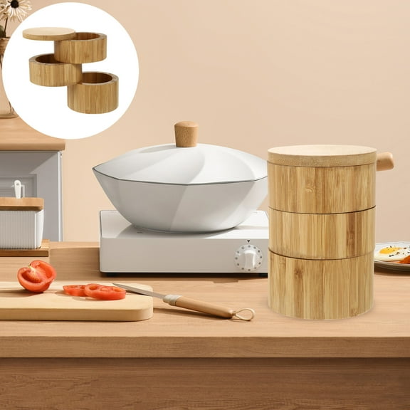 Masteelf Brown Three Layer Condiment Holder Made of Plastic for Home Use with Rotating Design 1Pc