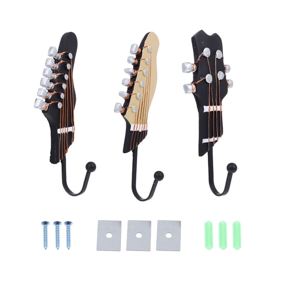 SWETRACE 1Set Nordic Style Guitar Shape Wall Hooks Brown Iron and Resin Clothes Organizer for Home Use