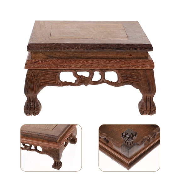 Masteelf Brown Wood Base Plastic Organizer Holder for Home Crafts Retro Style Display Stand Storage Solution