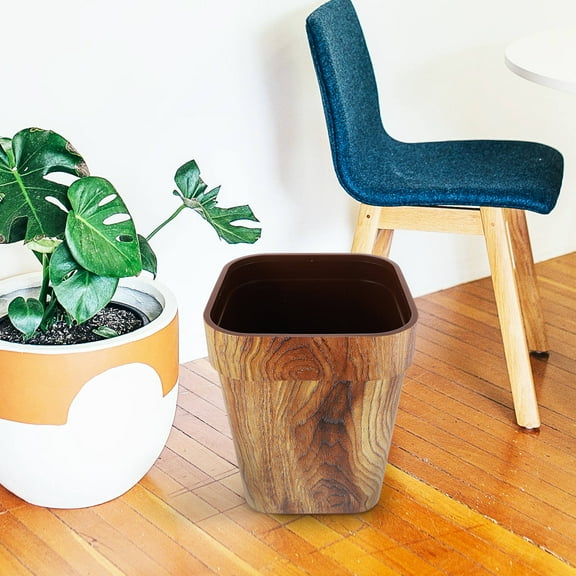 Masteelf Wood Grain Trash Can Bucket Garbage Container Bin for Kitchen and Office, Retro Style Waste Bin