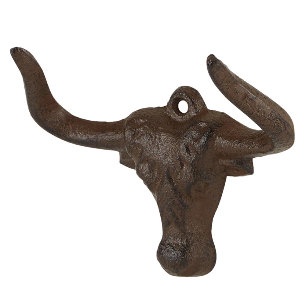 Masteelf Bull Cast Iron Hooks Western Cowboy Hat Rack Farmhouse