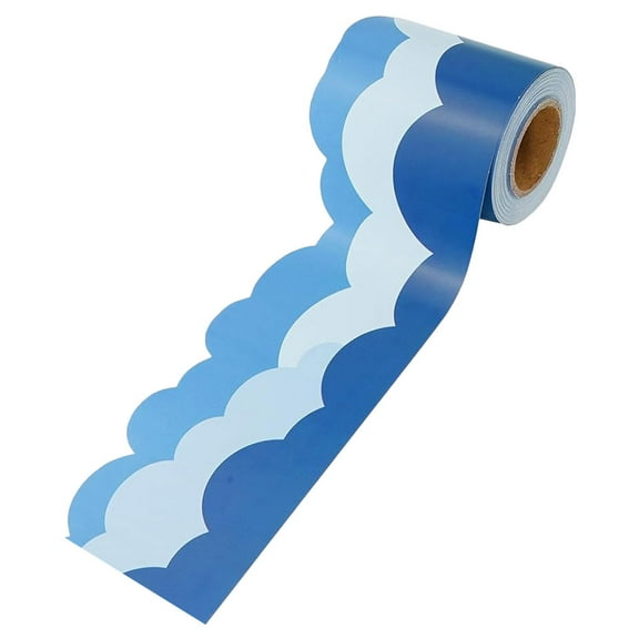 Masteelf  Bulletin Border Sticker Wall Decals Rolled Cloud for Board Blue