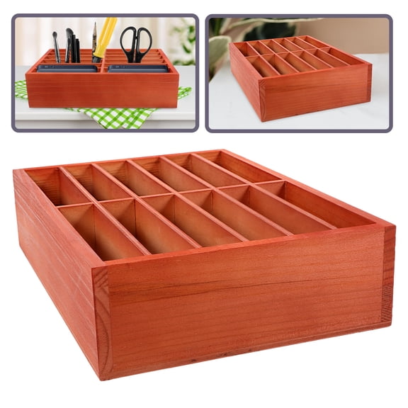 Masteelf Wooden Multi Grid Phone Storage Box Silver Desktop Organizer with Strong Load Bearing Capability 12 Grid