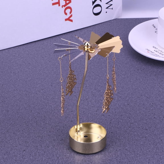 Masteelf Candle Holders Taper Rotating Candlestick Windmill Rotating Candle Holder Golden