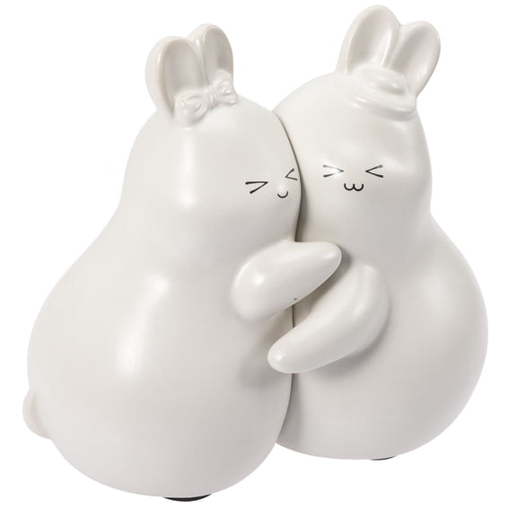 Masteelf Ceramic Bunny Bookends for Desktop Decoration White Pair Organize Books Prevent Falling